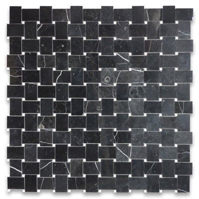 Basketweave Polished Marble Tile