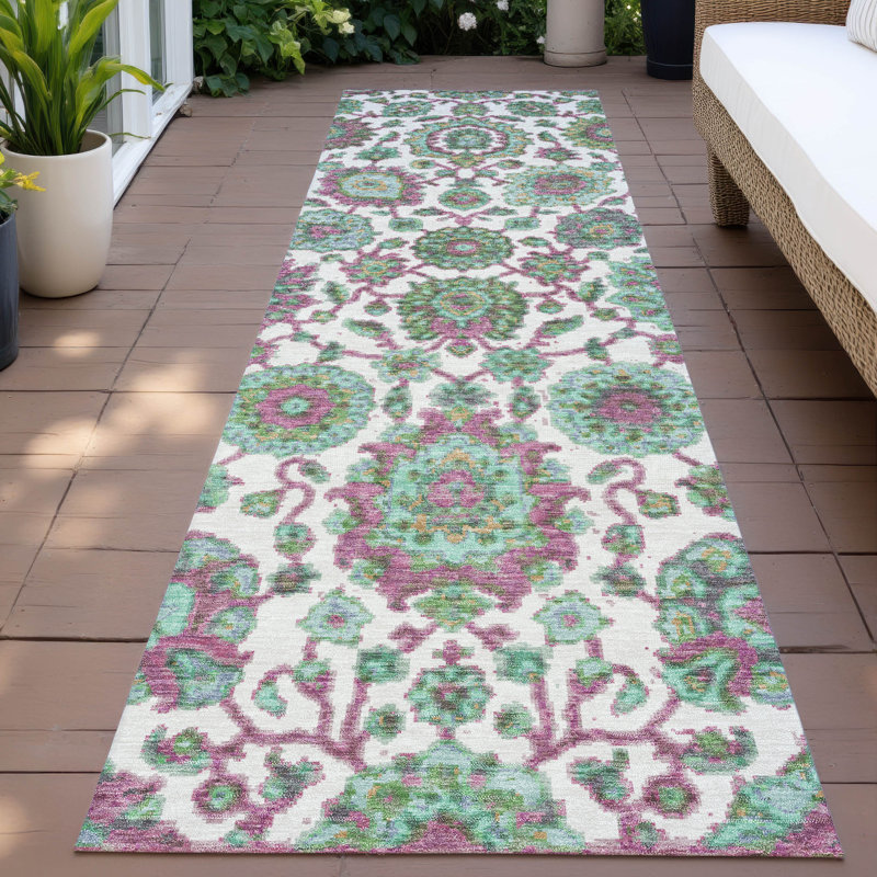 Machine Washable Indoor/Outdoor Husby ACN2187 Global Rug, Runner 2'3" x 7'6"