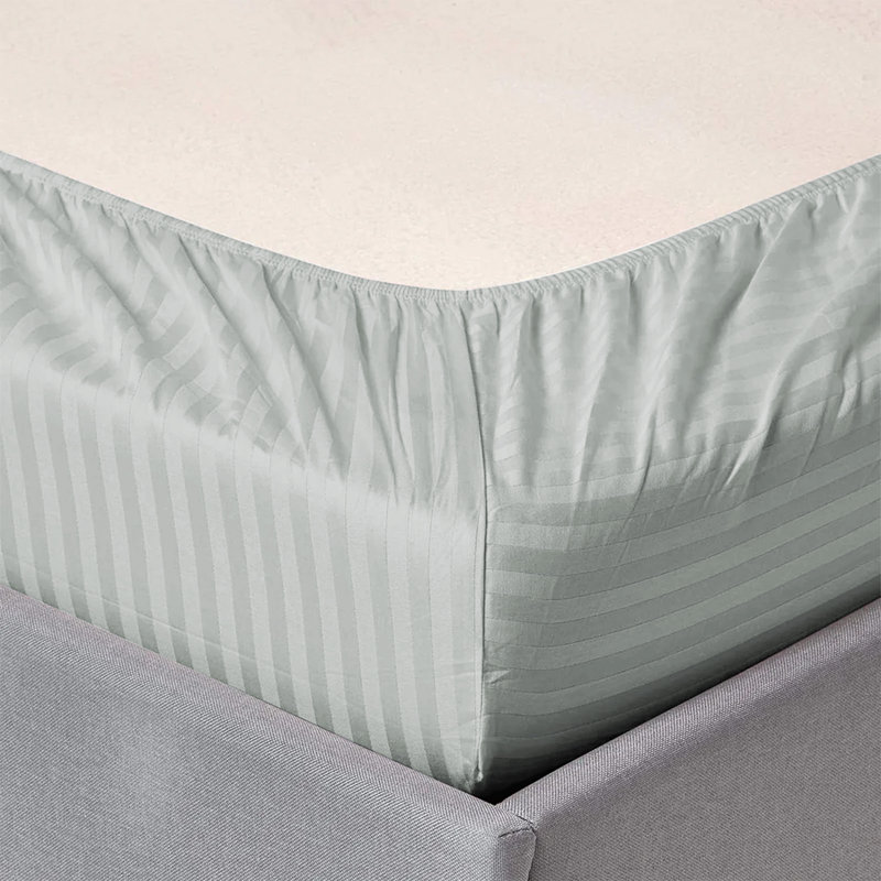 Premium Stripe Fitted Sheet - Deep Pocket, Wrinkle-Free, Ultra Soft Microfiber Bed Sheet, Grey Striped, Super King (6')