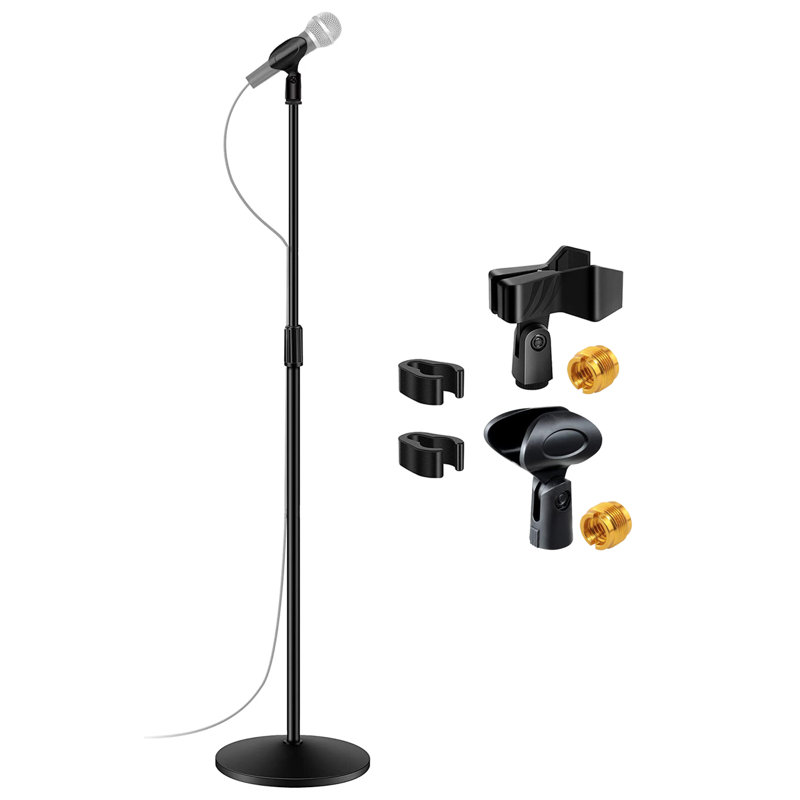 Pied de micro réglable à 5 cœurs, base ronde / support de micro universel avec base lourde MS RBL