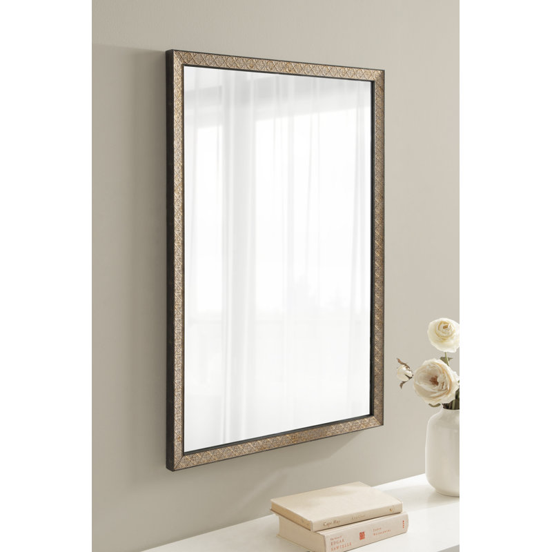 Rectangle Ornate Textured Bathroom Mirror, 20" H x 30" W