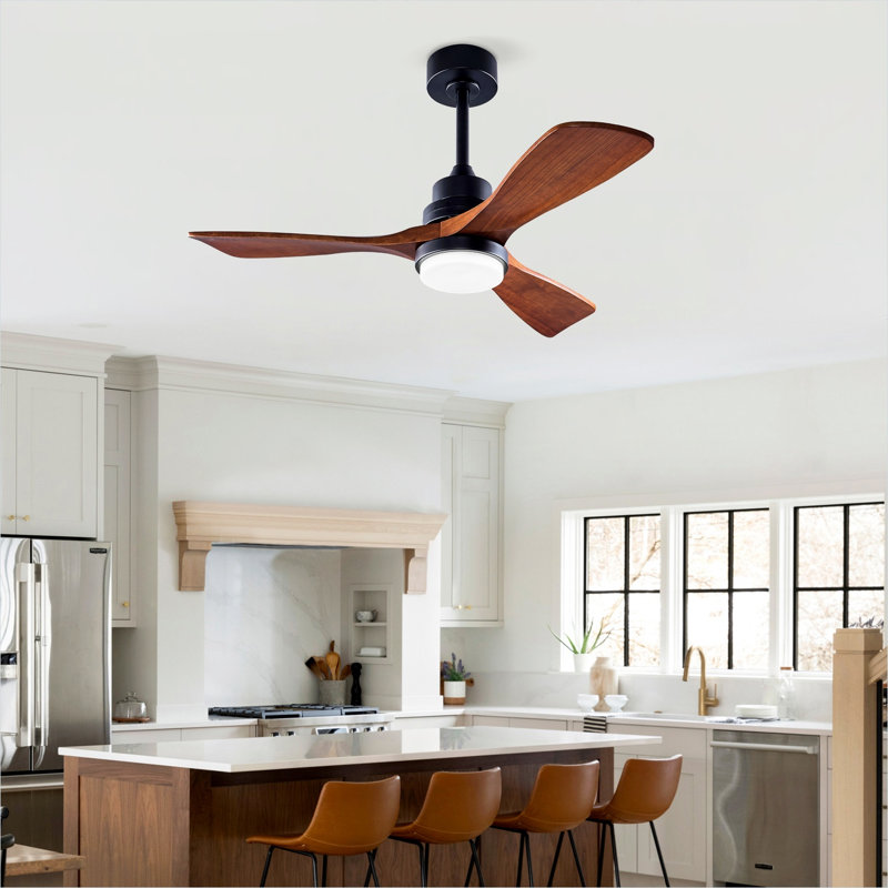 Ventilateur de plafond de ferme avec télécommande Farmhouse - Pales en bois massif noir de jais de 42 pouces