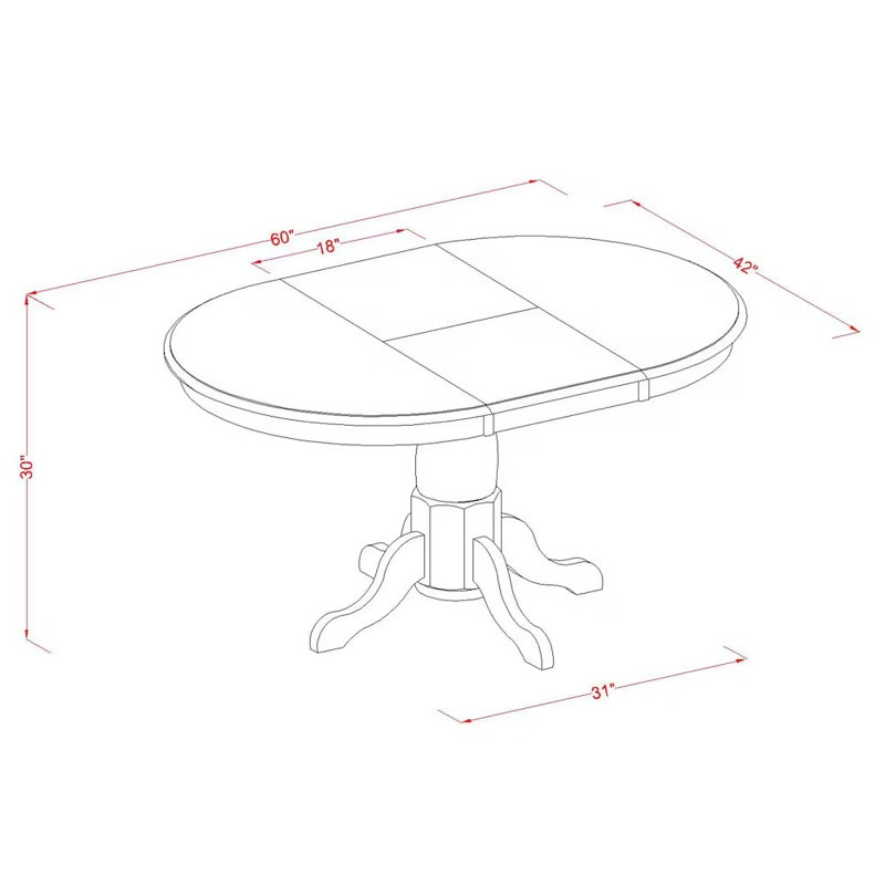 Ensemble de table de salle à manger 5 pièces moderne comprenant une table ovale en bois avec rallonge papillon et 4 chaises de salle à manger en lin, brun selle