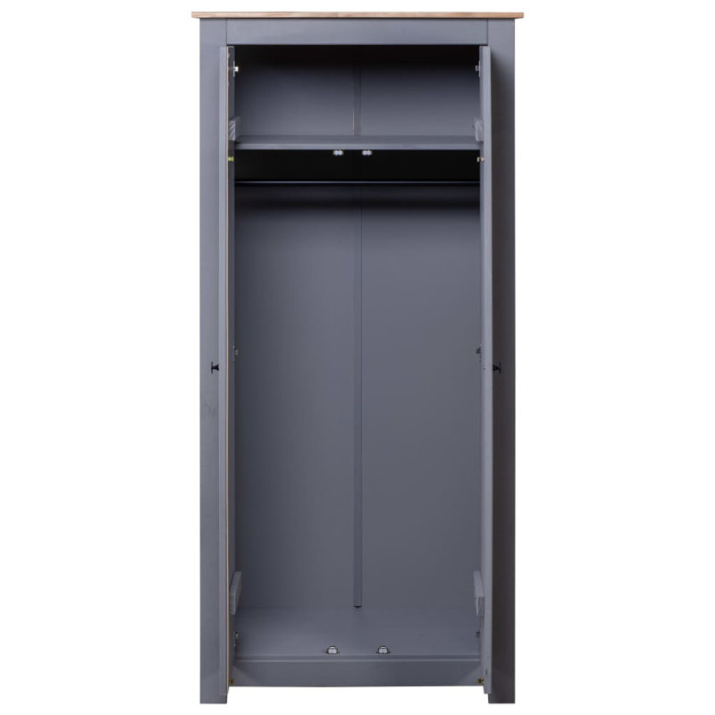 Byron 2 Door Solid Wood Wardrobe, Grey
