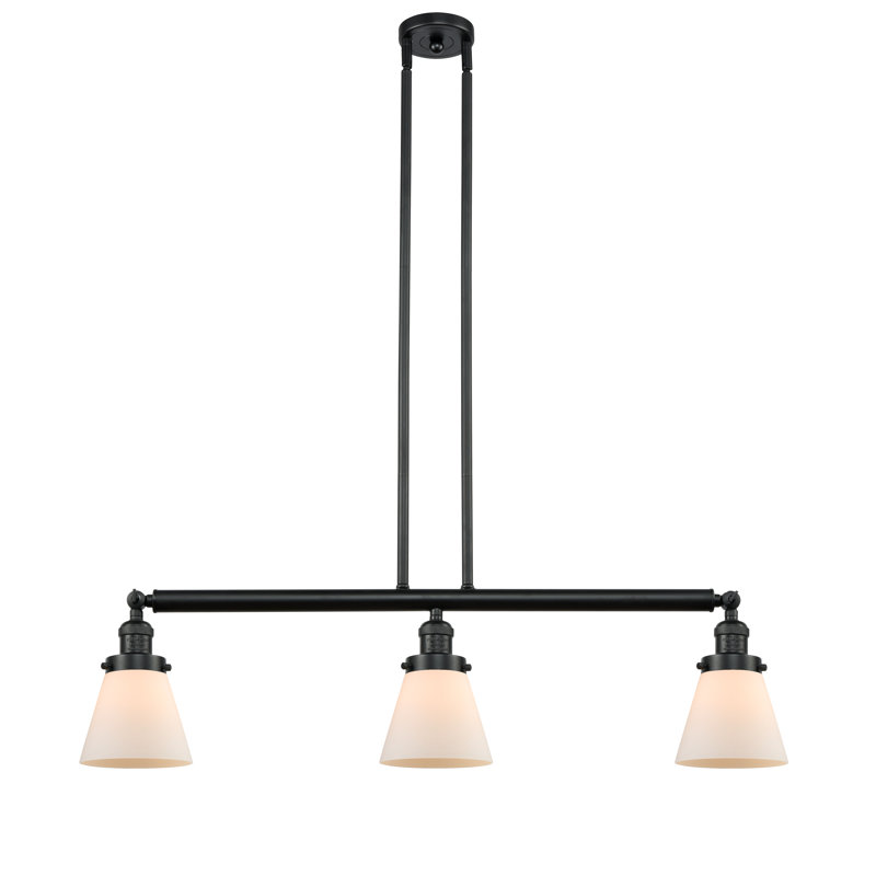Montano 3 - Light Kitchen Island Pendant, Matte White Cased, Matte Black, 6 Watt Vinage LED Bulb