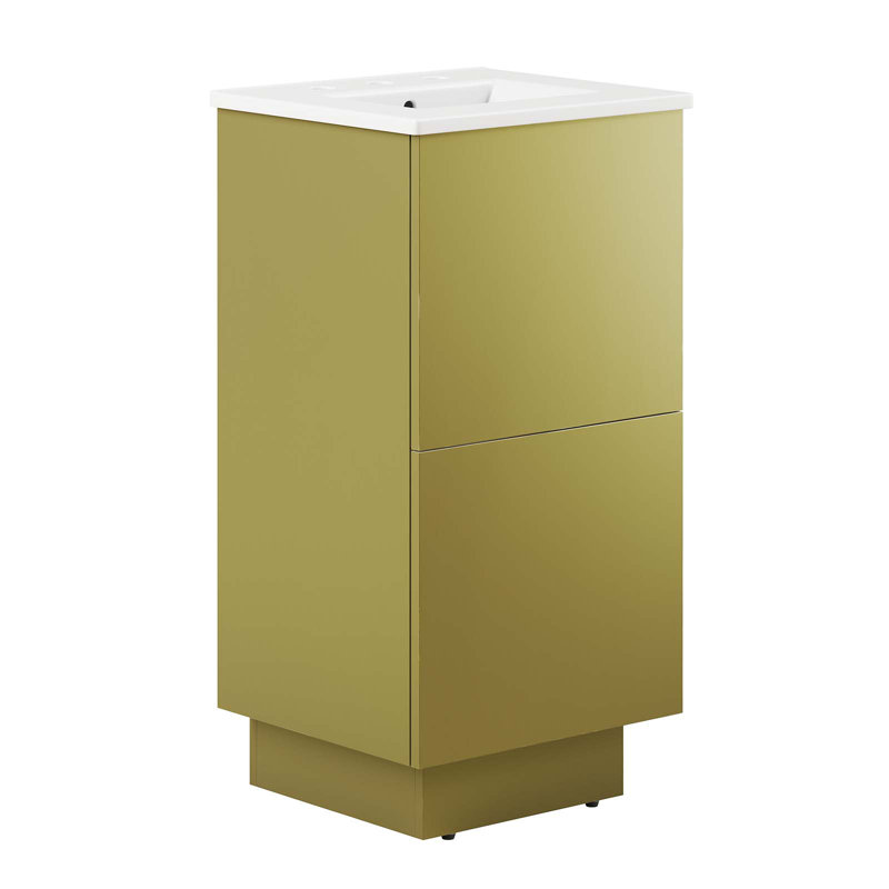 Quantum 18'' Free Standing Single Bathroom Vanity with Manufactured Wood Top, Blanc