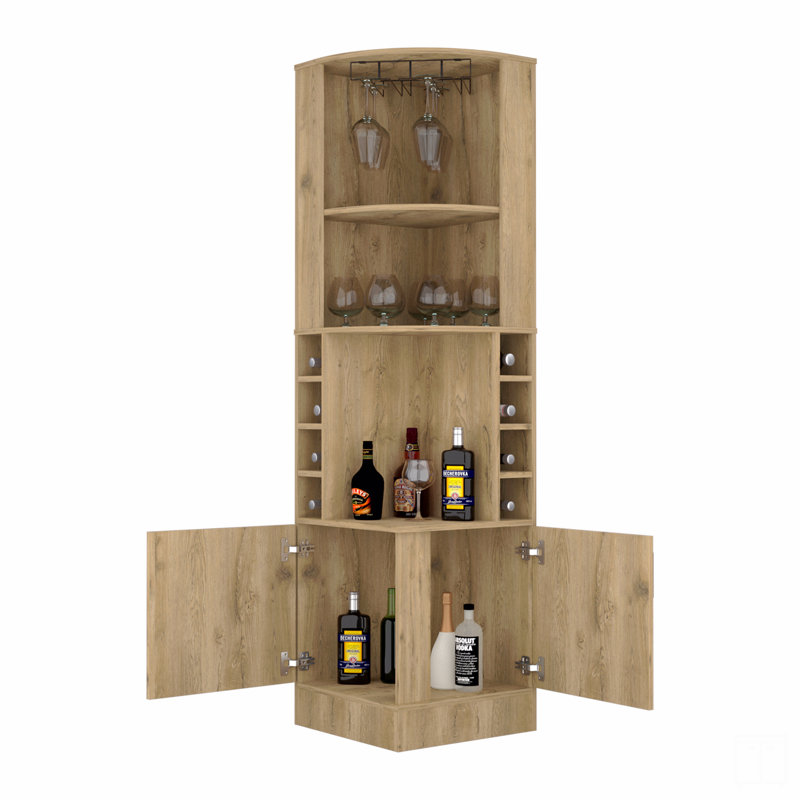 Corner Bar Cabinet, Brown