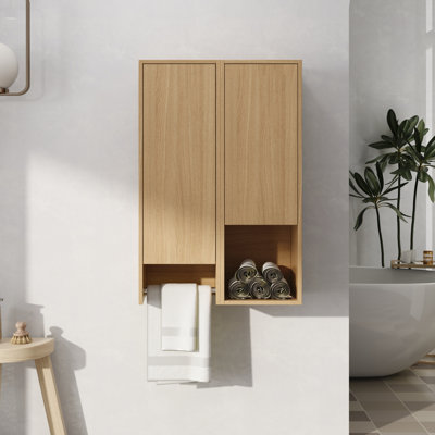 Fynwick 24"W x 35.91"H Wall Mounted Bath Storage Cabinet with Doors and Towel Bar