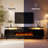 90" TV Stand With 50" Electric Fireplace For TVs Up To 100", Large Media Console with LED Light Strip-1846957113