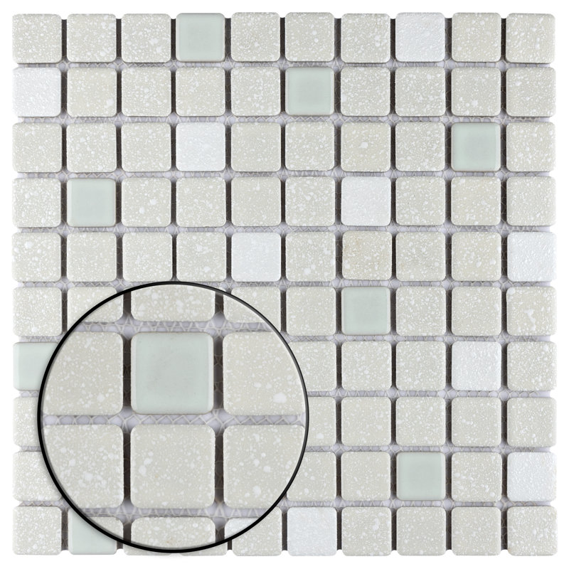 Crystalline Square 1.1" x 1.1" Porcelain Grid Mosaic Wall & Floor Tile, Pistachio