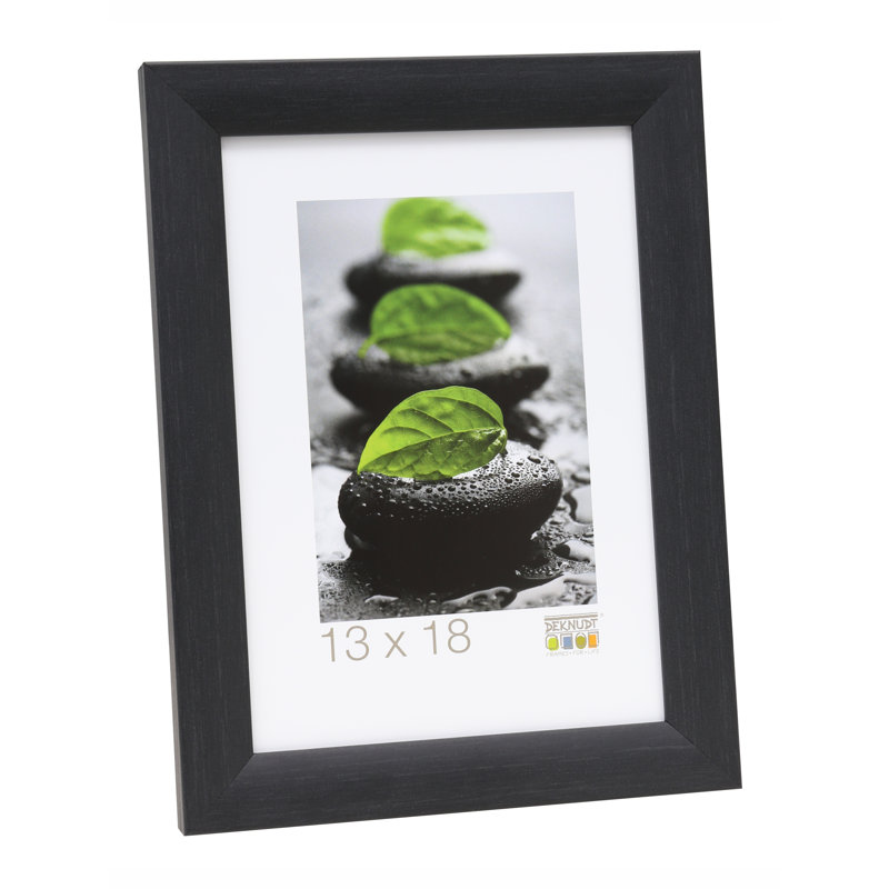 Hebron Wood Bevelled Picture Frame, 76.6cm H x 56.6cm W x 1.5cm D, Black