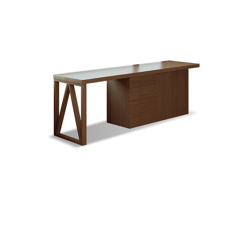Walnut Rectangular Solid Wood Executive desk with drawers desk, 29.53"H*78.74"W*23.62"D