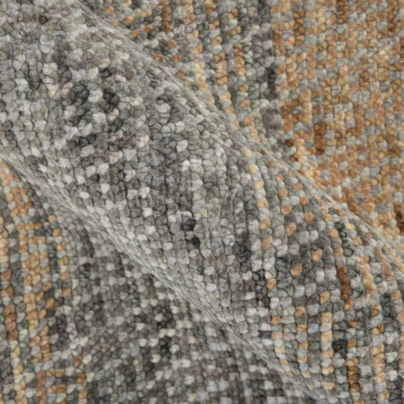 Handmade Gray and Tan Wool Geometric 2' x 3' Rug