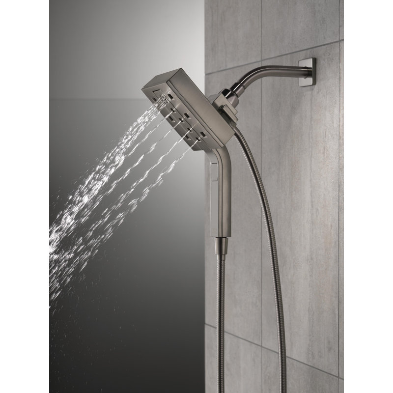 2.5 GPM Multi Function Dual Shower Head with H2Okinetic Technology, Lumicoat Black Stainless