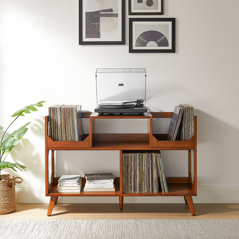 Grande console de rangement pour disques Bailey, Noyer