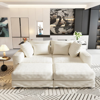 Canapé modulaire en velours côtelé de 82,7 po avec siège profond convertible Nerissa
