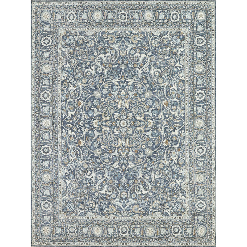 Hand Knotted Wool Area Rug in Charcoal, Rectangle 9' x 12'