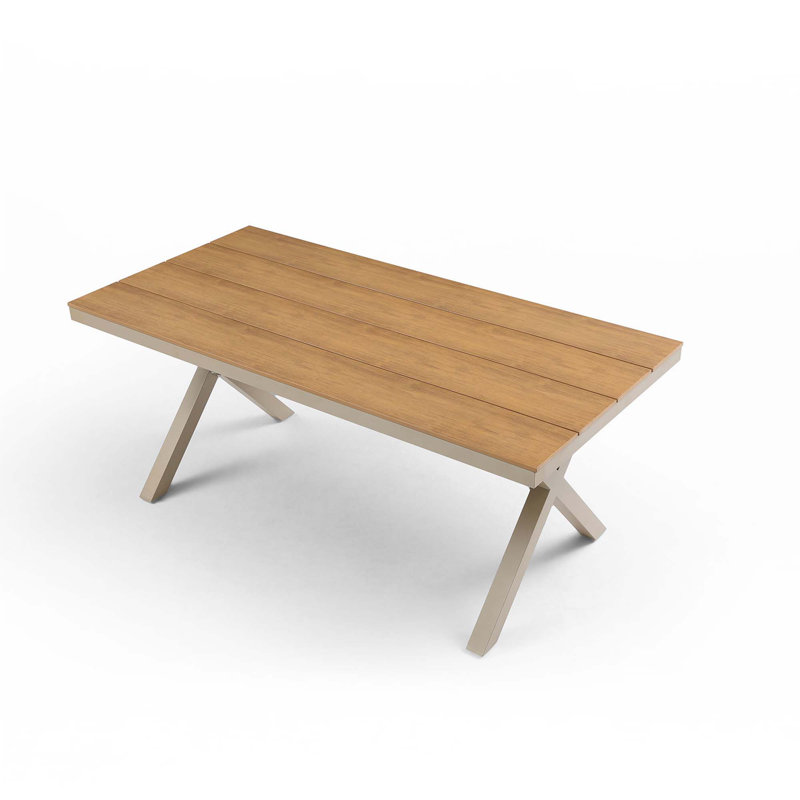 Table de salle à manger 70,87 pouces rectangulaire avec pieds en aluminium en forme de X / base en métal
