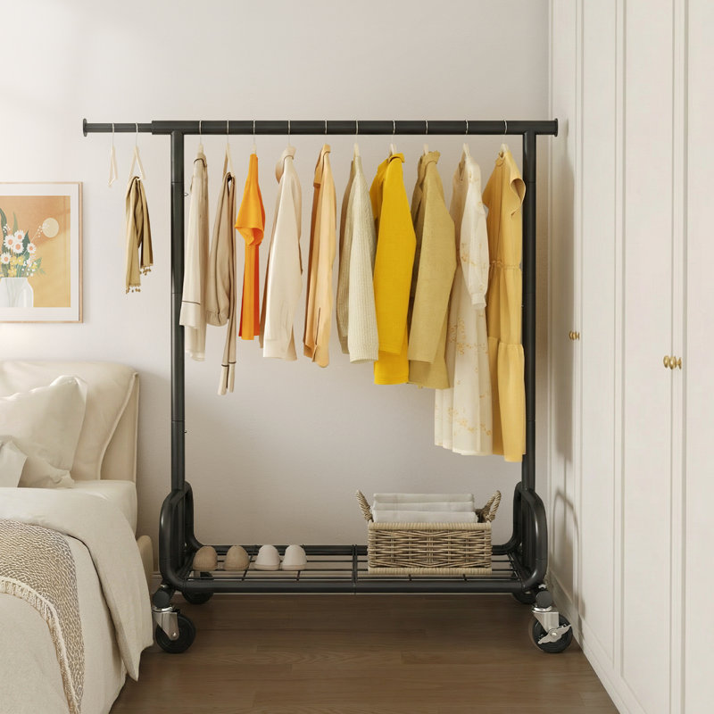 Adjustable Rolling Clothing Rack, Black