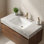 Comptoir en pierre frittée de 36 po avec lavabo encastré en céramique, comptoir de meuble-lavabo seulement (sans armoire, robinet ou drain), trou de robinet pré-percé, trou de trop-plein