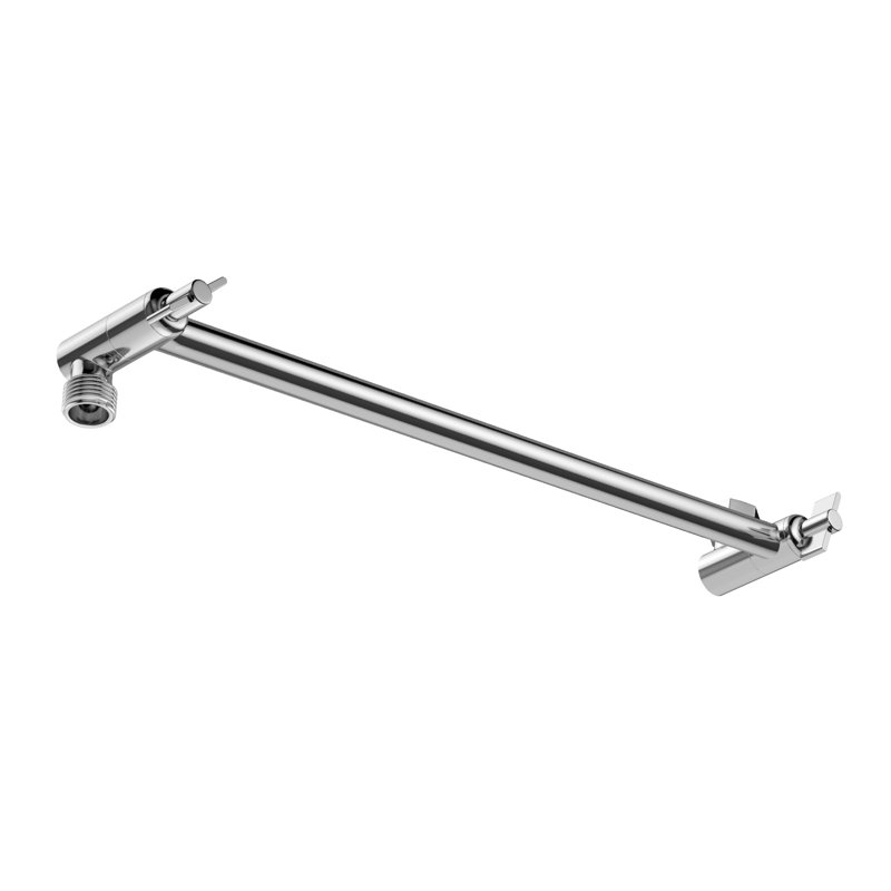 Bras de douche réglable universel en acier inoxydable 16 po pour pomme de douche à effet pluie, Argent argent