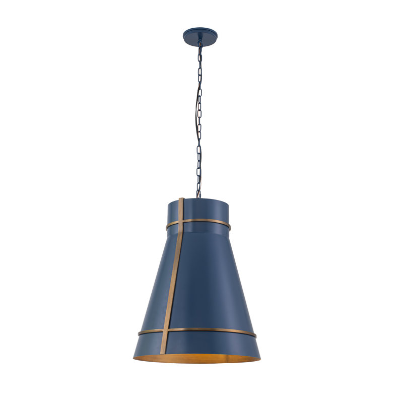 Brasserie 1-Light Pendant, French Blue/Heritage Bronze