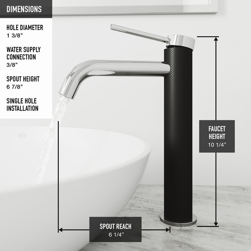 Lexington 10" H Single Handle Vessel Sink Bathroom Faucet, Chrome