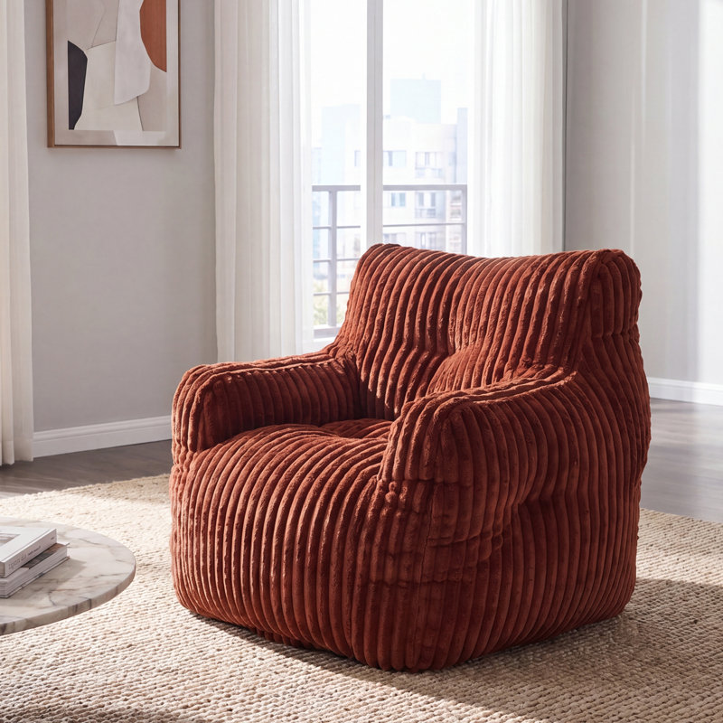 Corduroy Bean Bag Chair, Brick Red