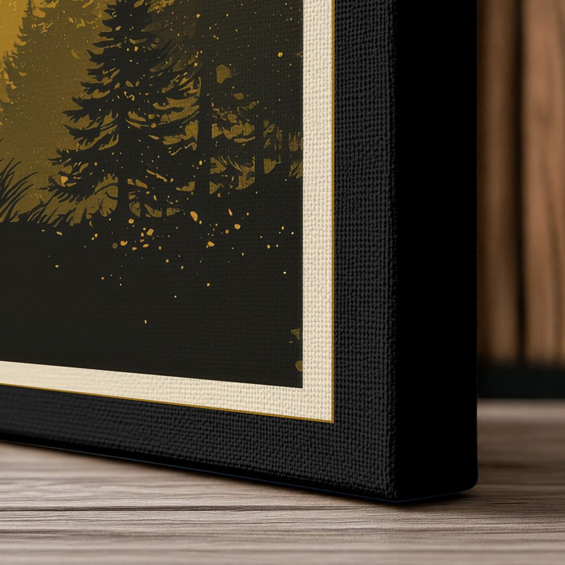 Deer in Golden Light Rustic - Wrapped Canvas, 36x24 - 91.4 x 61.0 cm, Black Border