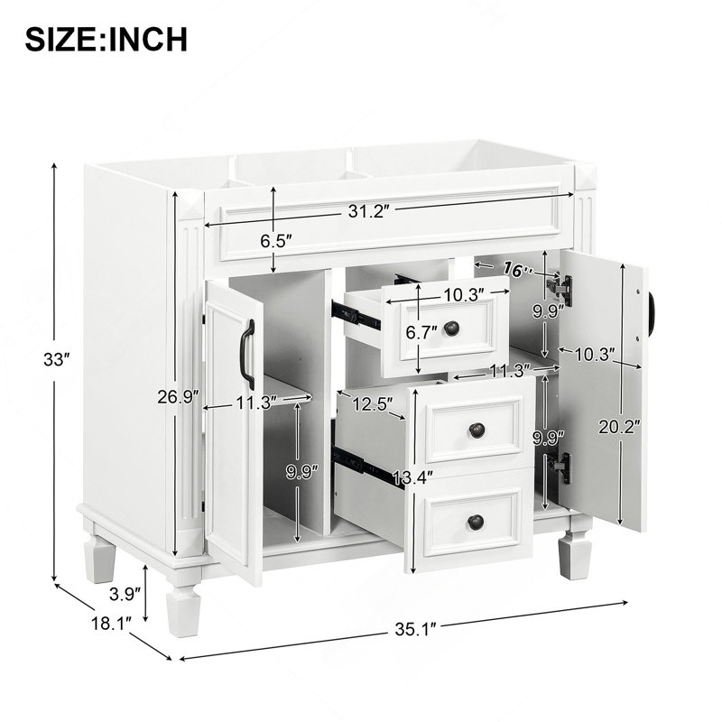 Meuble-lavabo 36 po sans lavabo supérieur, armoire seulement