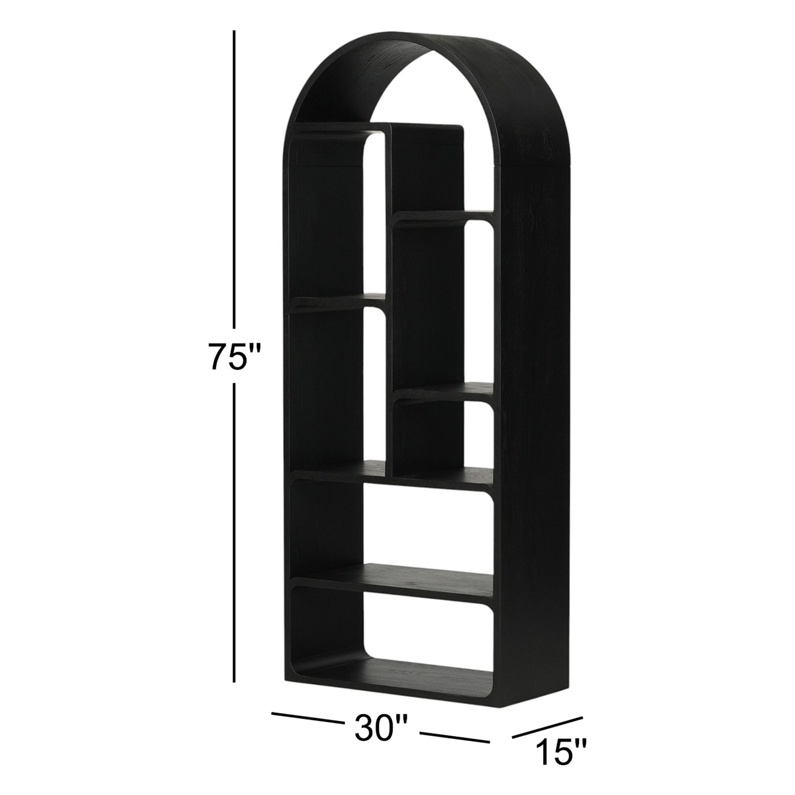 Zuma Standard Geometric Bookcase, Brushed Ebony Oak