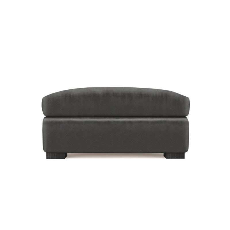 Crosby Ottoman, Plush Velvet Blue Print, Ebony