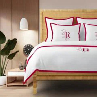 Monogram 400TC Cotton Sateen Edge Border Frame Duvet Cover Set