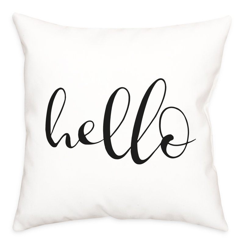 New Jersey Hello Indoor/Outdoor Throw Pillow, Off White/Black, 16" H x 16" W