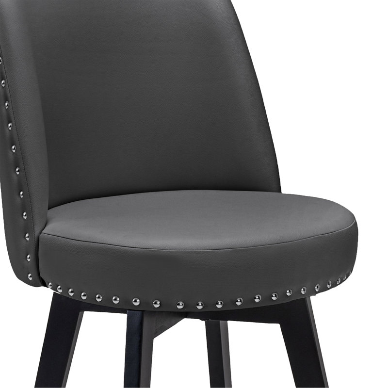 Gustavus Swivel Upholstered Counter Stool, Counter Stool (26” Seat Height), Dark Gray