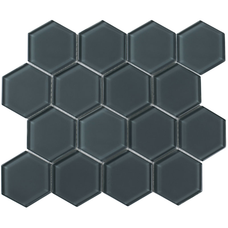 3" Beehive 10.25in.x11.75in. Glass Mosaic Tile, Marine Gloss