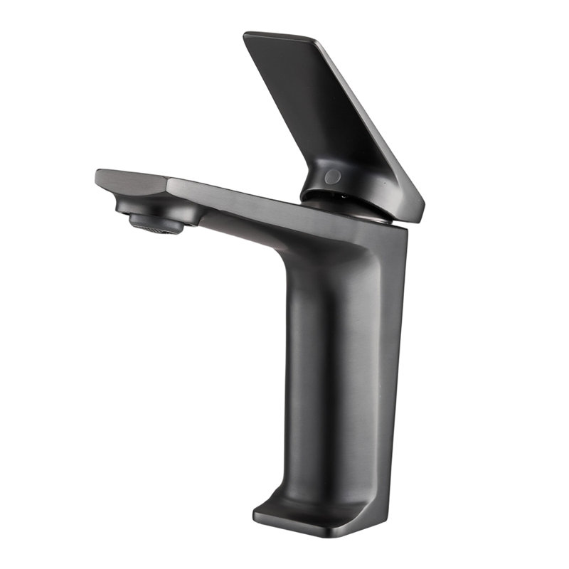 Metal Basin Mixer Tap with Single Lever, Gunmetal Grey