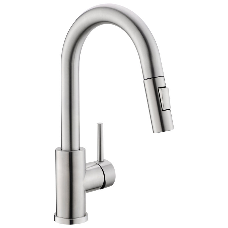 Robinet d'évier de cuisine contemporain, robinets de robinet de salle de bain en nickel brossé, robinet à poignée simple de style classique