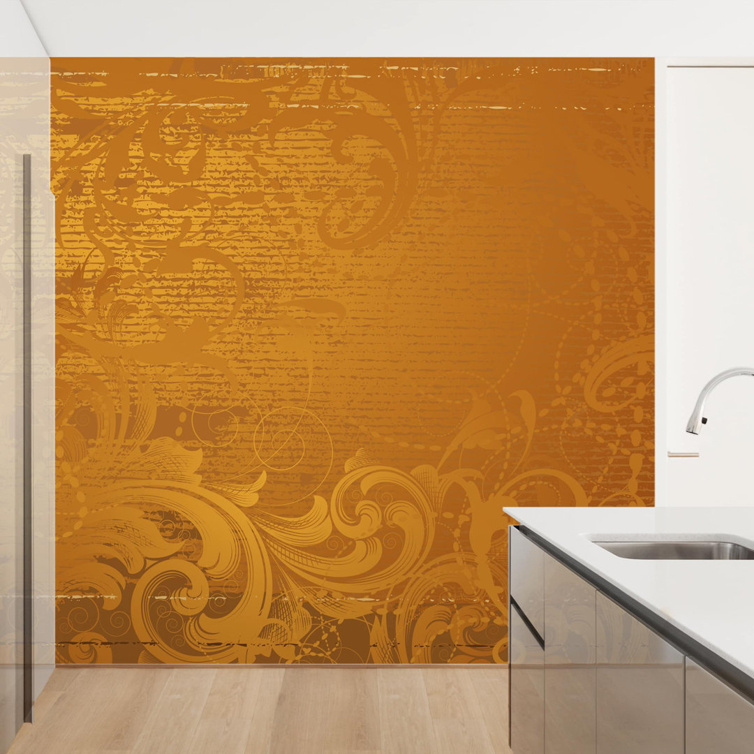 Golden Baroque 1.92m x 1.92m Textured Matt Peel & Stick Wall Mural