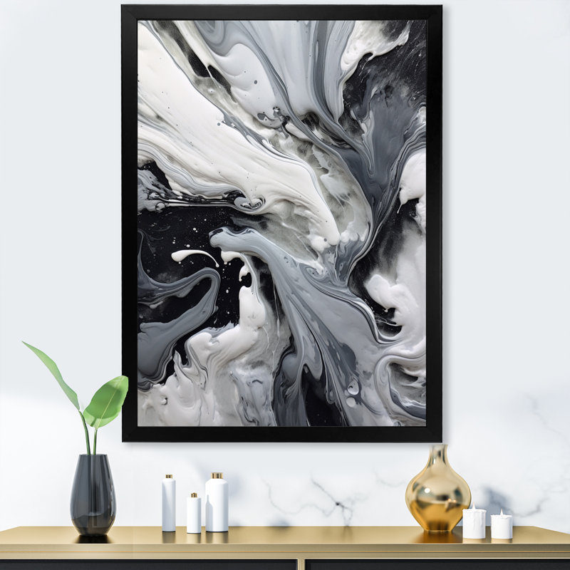 Black And Grey Harmony In Chaos, Black, 32" H x 16" W, Single Picture Framed