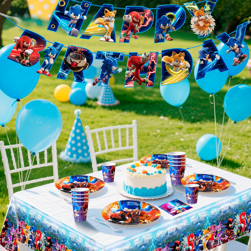 Sonic Birthday Party Decoration Tableware Set, 70 Pcs Sonic Party Supplies
