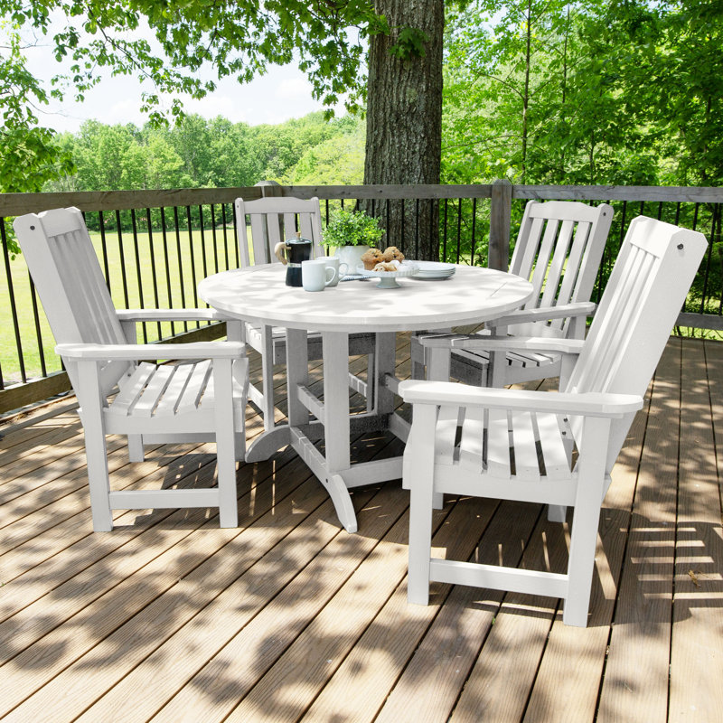 Arbnora 4 - Person Patio Dining Set with Round Table, White, 30" H x 48" W x 48" D, 4