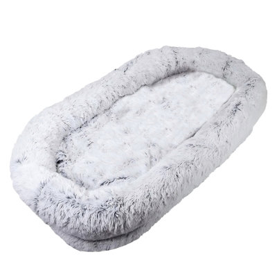 Washable Faux Fur Dog Bed Of 71''X45''x14'' Size For People And Pets' Napping, Grey Appearance Human Napping With Pets, Comfortable