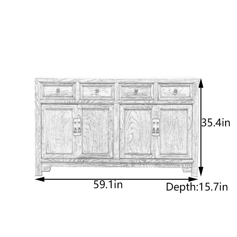 Console en bois d'orme massif