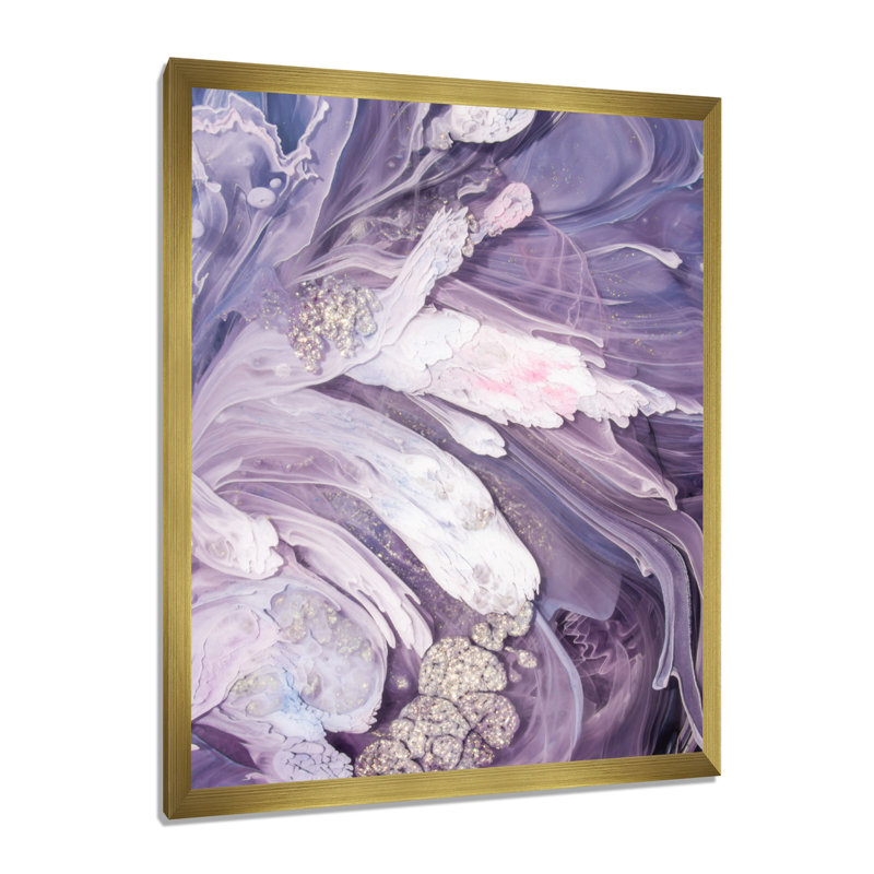 Mauve liquide Art Ripples - art mural moderne sur toile, Impression encadrée, H 32 po x l 24 po, Doré