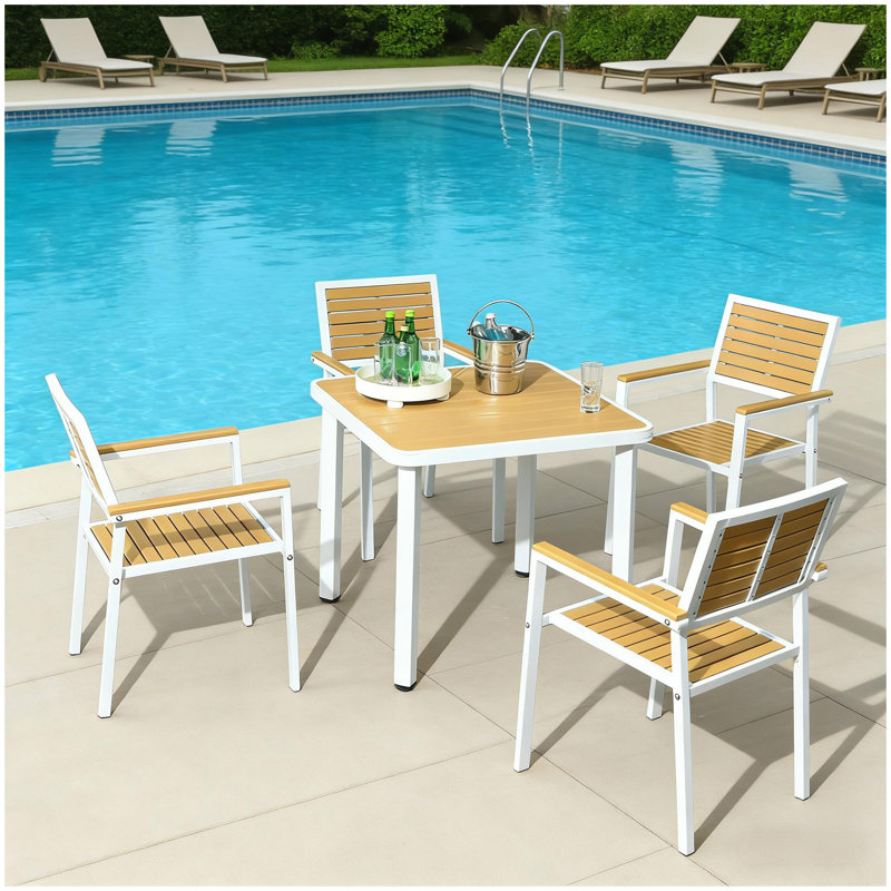 Ensemble de mobilier de salle à manger d'extérieur, table de patio 5 pièces et chaises