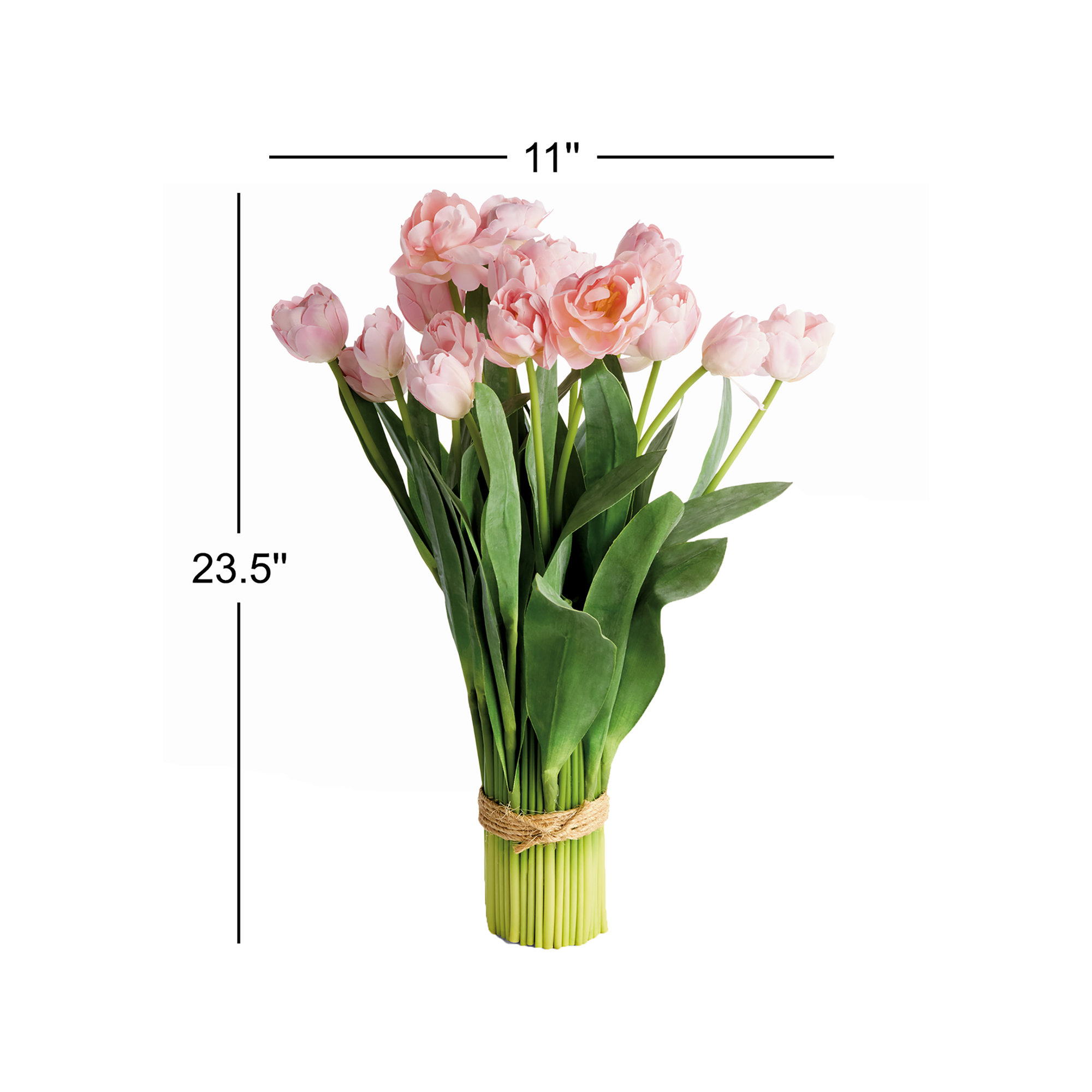 Bouquet Noue Realistic Faux Peony Tulip Bundle Drop-In in Soft Pink, 22"