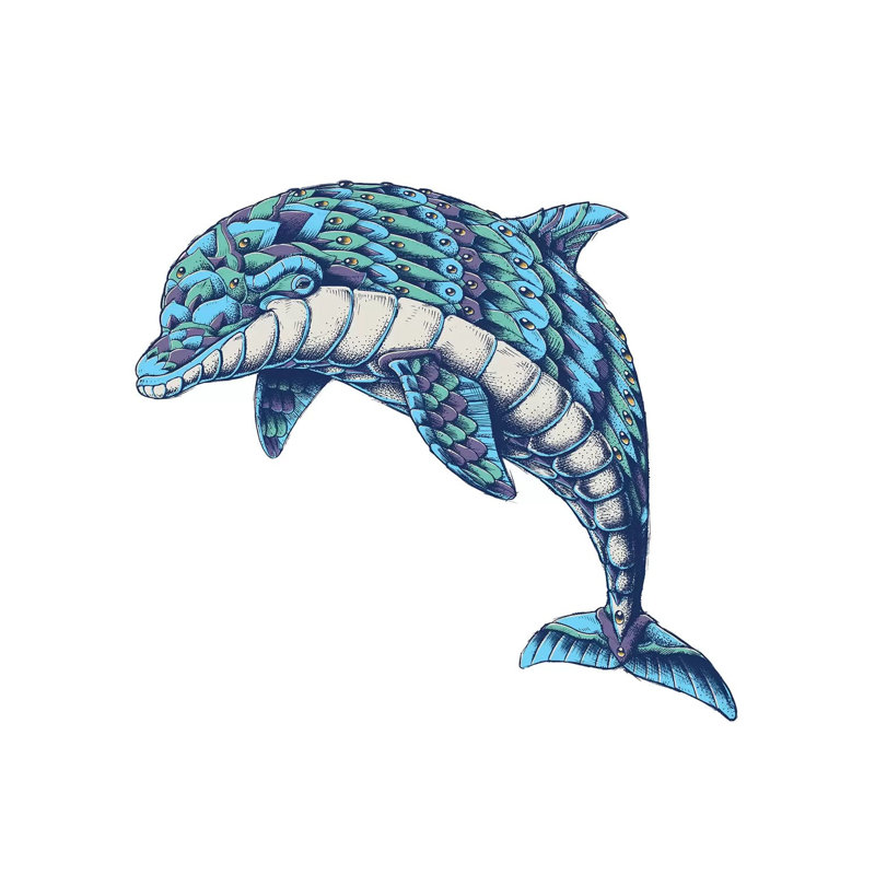 Ornate Dolphin In Color I, 30.48cm H x 30.48cm W