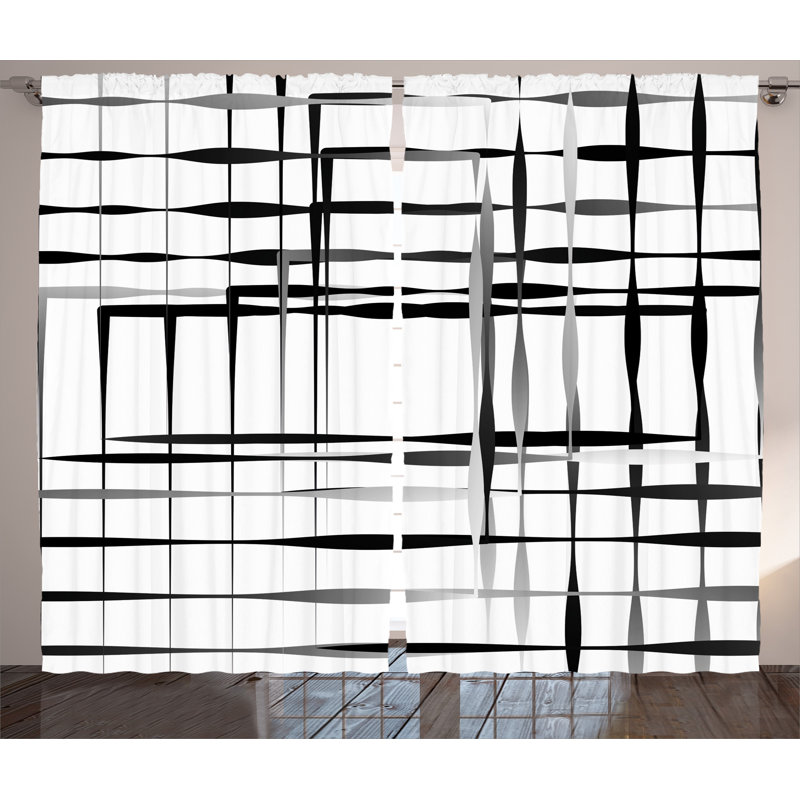 Spaces and SpareAasymmetric Decor Abstract Semi-Sheer Rod Pocket Curtain Panels, 54" W x 84" L