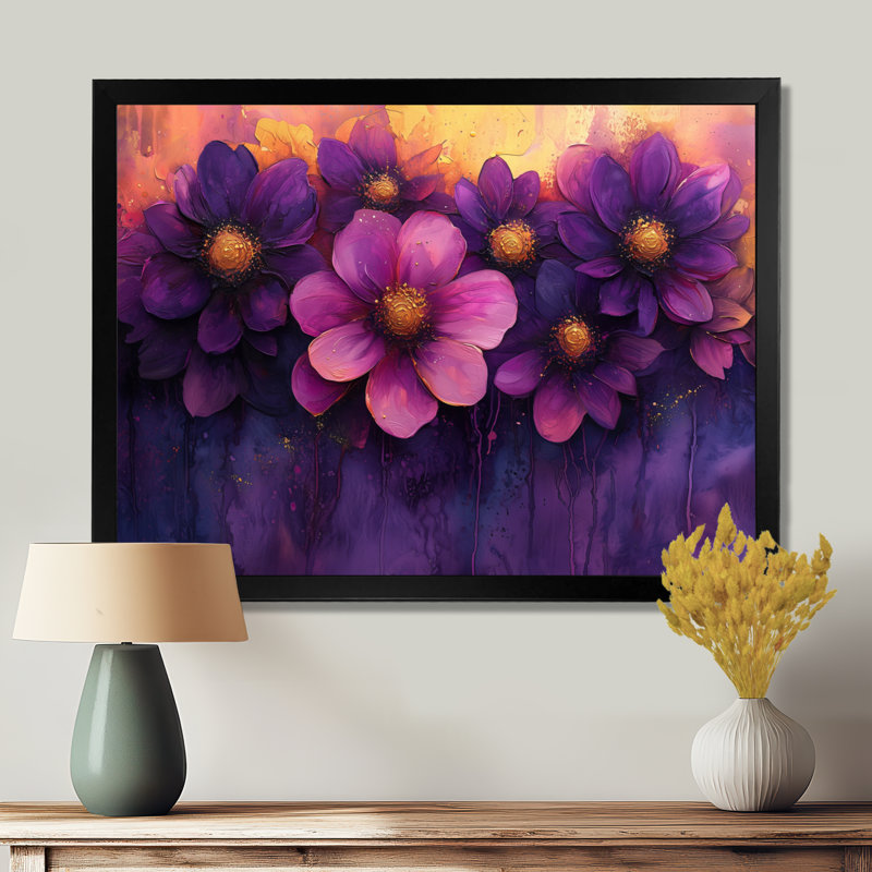«Jacah Vivid Lavender Dahlia Dreamscape I», art mural grand Dahlia, Reproduction encadrée d'une seule photo, Noir